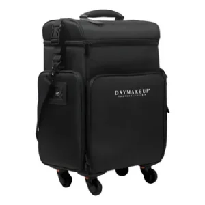Maleta Maquiage Daymakeup Naylon Com Rodinhas E Cases Preto